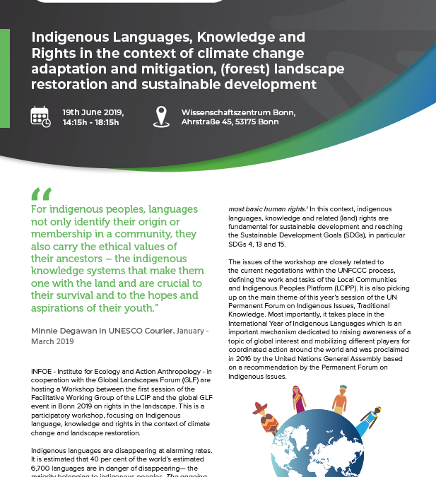 Indigene Sprachen, Wissen und Rechte im Kontext des Klimaschutz, der Wiederherstellung von Landschaften und nachhaltiger Entwicklung
