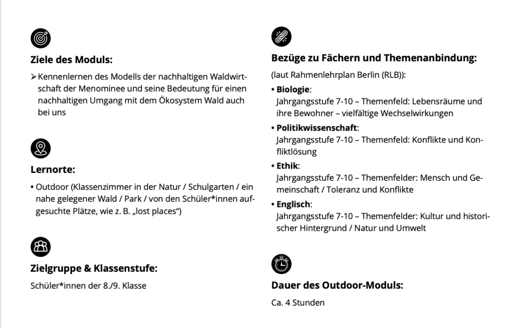 Modul 2 Wald und Nachhaltigkeit bei den Menominee