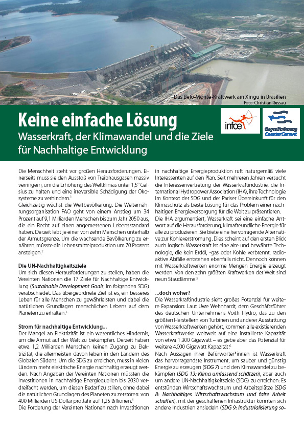 Factsheet: Keine einfache Lösung – Wasserkraft, der Klimawandel und die Ziele für Nachhaltige Entwicklung